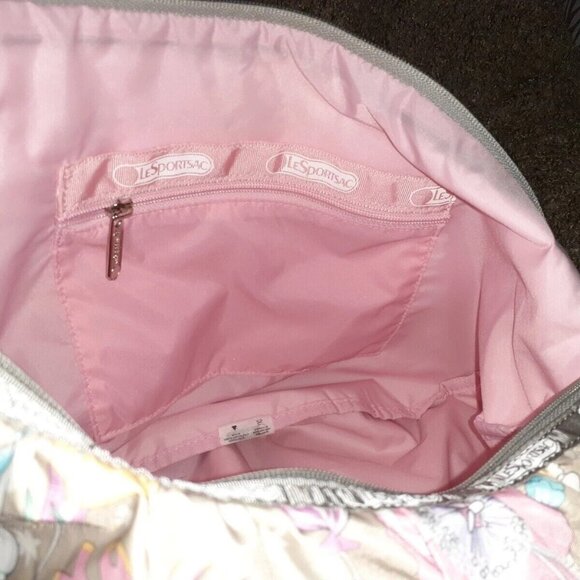 LESPORTSAC-Large Sling Hobo-Floral Pastel Gray-Shoulder/Xbody-Near Mint - Picture 6 of 8